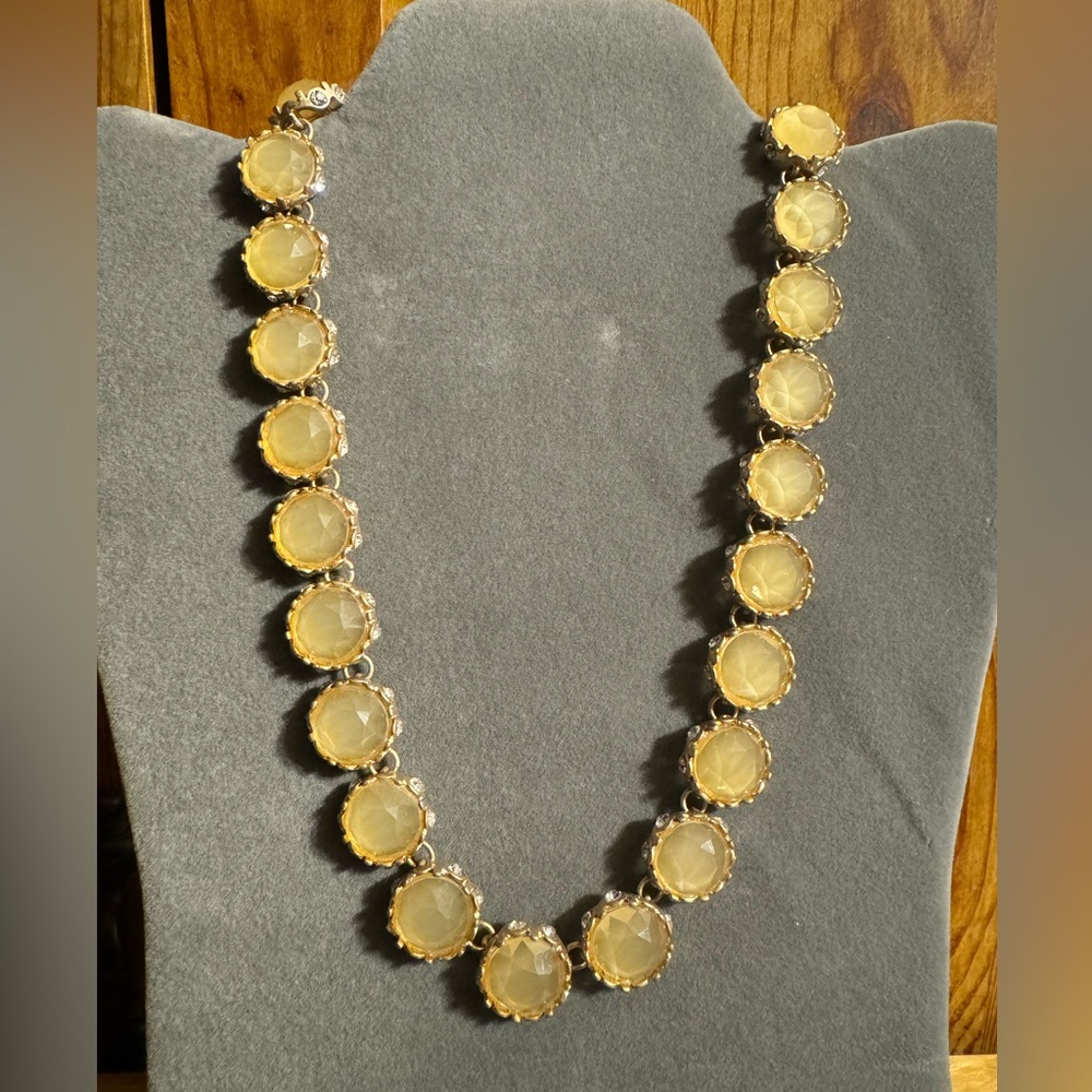 Round Light Amber Rhinestone Necklace